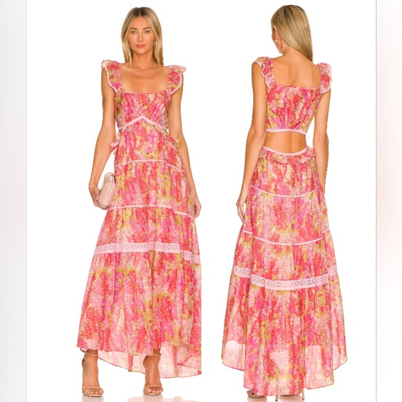 LoveShackFancy Dresses & Skirts - LoveShackFancy Madsen Floral Maxi Dress With Cut Outs